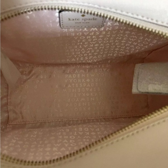 New Kate Spade Small Hadlee Laurel Way Jeweled Saffiano Leather Tote Warm Vellum - Picture 3 of 5